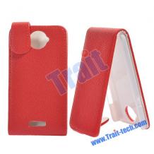 Кожен калъф Flip за HTC One X - червен