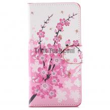 Кожен калъф Flip тефтер със стойка за Huawei P9 Lite - Peach Blossom