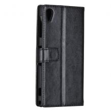 Кожен калъф Flip тефтер със стойка за Sony Xperia Z1 L39h - черен