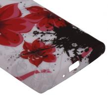 Силиконов гръб / калъф / ТПУ за LG Optimus L3 E400 - червени цветя
