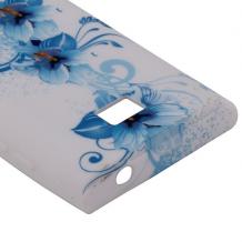 Силиконов гръб / калъф / ТПУ за LG Optimus L3 E400 - сини цветя