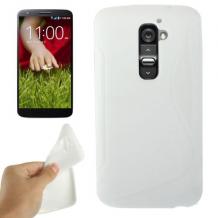Силиконов гръб / калъф / ТПУ S-line за LG Optimus G2 - бял