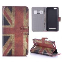 Кожен калъф Flip тефтер Flexi със стойка за Lenovo Vibe C / A2020 - Retro British Flag