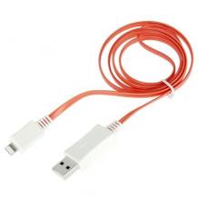 USB кабел за Apple iPhone 5 / iPhone 5S / iPhone 5C / iPhone 6 - светещ / червен