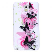 Силиконов калъф / гръб / TPU за Samsung Galaxy Note 3 N9000 / Note 3 N9005 - розови и черни пеперуди