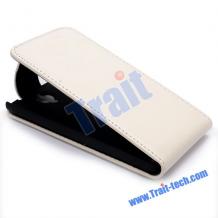 Кожен калъф Flip тефтер за Alcatel One Touch Idol X OT-6040 - бял