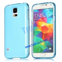 Силиконов калъф / гръб / TPU за Samsung G900 Galaxy S5 - син / гланц