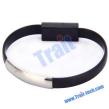 Micro USB кабел за зареждане и пренос на данни / USB Data Charging Line - черен / тип гривна