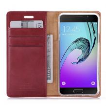 Луксозен кожен калъф със стойка MERCURY GOOSPERY за Samsung Galaxy A3 2016 A310 - тъмно червен / Blue Moon Flip