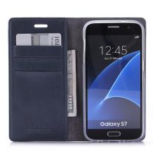 Луксозен кожен калъф със стойка MERCURY GOOSPERY за Samsung Galaxy S7 G930 / Samsung S7 - тъмно син / Blue Moon Flip
