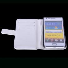 Кожен калъф Flip тефтер със стойка за Samsung Galaxy S2 I9100 / Samsung SII i9100 - бял