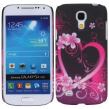 Заден предпазен твърд гръб / капак / за Samsung Galaxy S4 Mini I9190 / I9192 / I9195 - сърце с цветя
