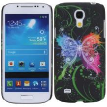 Заден предпазен твърд гръб / капак / за Samsung Galaxy S4 Mini I9190 / I9192 / I9195 - черен с цветна пеперуда