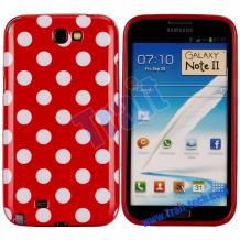 Силиконов калъф ТПУ за Samsung Galaxy Note 2 II N7100 - червен на бели точки