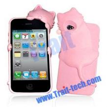 Силиконов гръб / калъф / TPU 3D Kiki за Apple iPhone 4 / 4S - розов