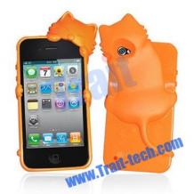 Силиконов гръб / калъф / TPU 3D Kiki за Apple iPhone 4 / 4S - оранжев