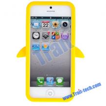 Силиконов гръб / калъф / TPU 3D за Apple iPhone 5 - Pеnguin / жълт