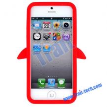 Силиконов гръб / калъф / TPU 3D за Apple iPhone 5 - Pеnguin / червен