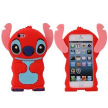 Силиконов калъф / гръб / TPU 3D за Apple iPhone 5 / 5S - Stitch / Стич / червен