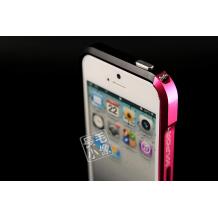 Луксозен метален Bumper за Apple iPhone 5/5G - черно / цикламено