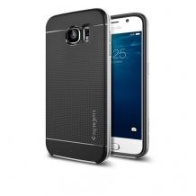 Силиконов гръб SPIGEN SGP Neo Hybrid за Samsung Galaxy S6 Edge Plus / S6 Edge+ G928 - черен / сребрист кант