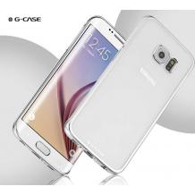 Твърд гръб / капак / G-Case Shiny Series за Samsung Galaxy S6 Edge G925 - прозрачен със сребрист кант
