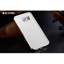 Твърд гръб / капак / G-Case Shiny Series за Samsung Galaxy S6 Edge G925 - прозрачен със сребрист кант