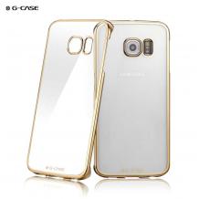 Твърд гръб / капак / G-Case Shiny Series за Samsung Galaxy S6 G920 - прозрачен със златен кант