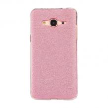 Луксозен силиконов калъф / гръб / TPU за Samsung Galaxy J7 2016 J710 - розов / брокат