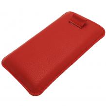 Кожен калъф с издърпване за HTC ONE X - червен