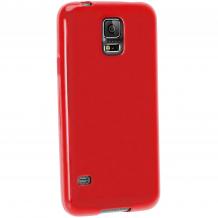 Ултра тънък силиконов калъф / гръб / TPU Ultra Thin Candy Case за Samsung Galaxy S5 Mini G800 - червен / брокат