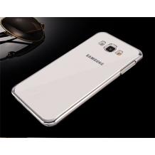 Луксозен силиконов калъф / гръб / TPU за Samsung Galaxy Grand I9080 / Samsung Grand Duos I9082 / Samsung I9060 Galaxy Grand Neo - прозрачен / сребрист кант