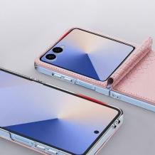 Оригинален кожен калъф Dux Ducis Bril Case за Samsung Galaxy Z Flip 7 - розов