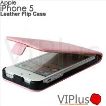 Кожен калъф тип Flip тефтер за Apple Iphone 5 / iPhone 5S / iPhone SE - розов
