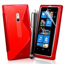 Силиконов калъф ТПУ S-Line за Nokia Lumia 800 - червен