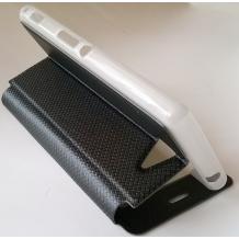 Луксозен кожен калъф Flip тефтер S-View FERRISE за Sony Xperia M2 - черен / със стойка и силиконов гръб