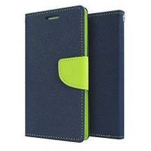 Кожен калъф Flip тефтер със стойка MERCURY Fancy Diary за Sony Xperia XA2 - тъмно син със зелено