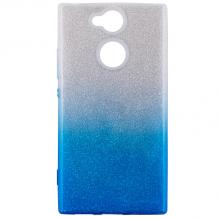 Силиконов калъф / гръб / TPU за Sony Xperia XA2 - преливащ / сребристо и синьо / брокат