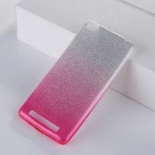Силиконов калъф / гръб / TPU за Xiaomi RedMi 4A - преливащ / сребристо и розово / брокат