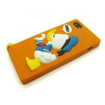 Силиконов калъф / гръб / TPU 3D за Apple iPhone 4 / iPhone 4S - Donald Duck / оранжев