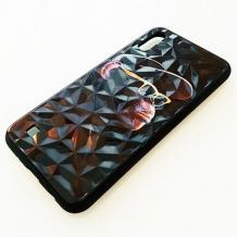 Луксозен твърд гръб 3D за Samsung Galaxy A10 - маймуна / черна призма
