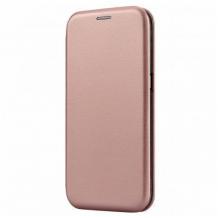 Луксозен кожен калъф Flip тефтер със стойка OPEN за Samsung Galaxy A16 - Rose Gold
