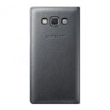 Оригинален кожен калъф S-View Cover / EF-CA500BCEGWW за Samsung Galaxy A5 SM-A500F / Samsung A5 - черен