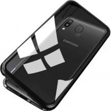 Магнитен калъф Bumper Case 360° FULL за Samsung Galaxy A20s - прозрачен / черна рамка