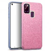Силиконов калъф / гръб / TPU за Samsung Galaxy A21s - розов / брокат