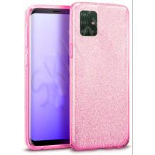 Силиконов калъф / гръб / TPU за Samsung Galaxy A41 - розов / брокат