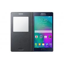 Оригинален кожен калъф S-View Cover / EF-CA500BCEGWW за Samsung Galaxy A5 SM-A500F / Samsung A5 - черен