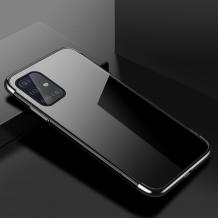 Луксозен силиконов калъф / гръб / TPU за Samsung Galaxy A41 - прозрачен / черен кант