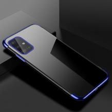 Луксозен силиконов калъф / гръб / TPU за Samsung Galaxy A41 - прозрачен / син кант