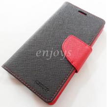 Кожен калъф Flip тефтер Mercury GOOSPERY Fancy Diary със стойка за Samsung Galaxy A5 A500F / Samsung A5 - черно и червено